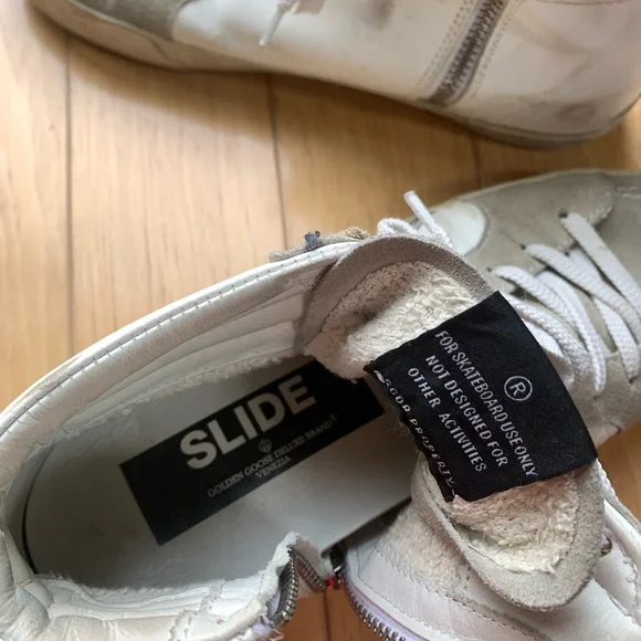 Golden Goose White and Blue Sneakers High-Top Casual - Picture 4 of 10